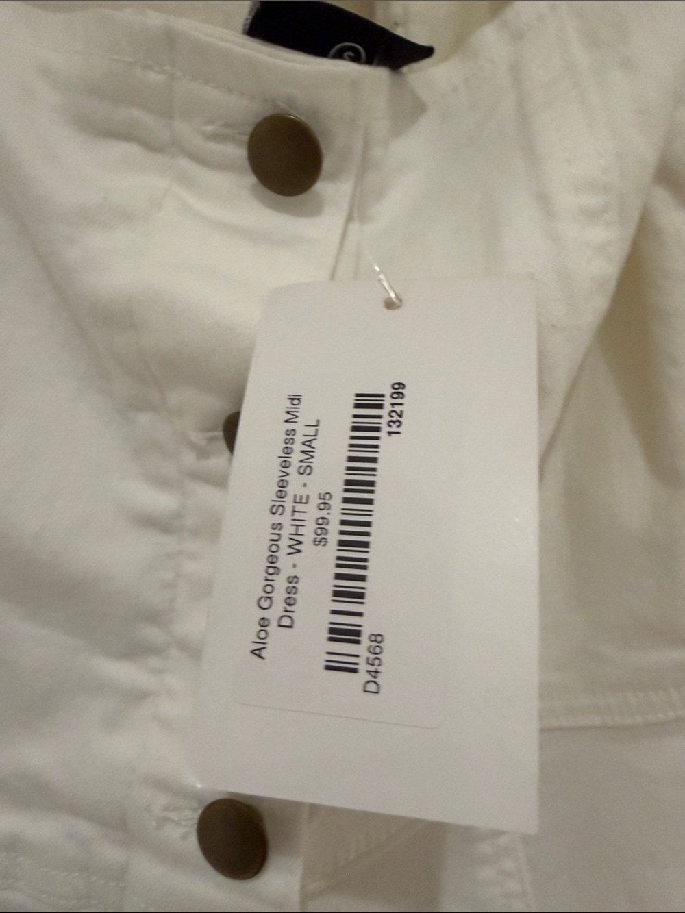 White Tie-Shoulder Button-Front Midi Dress - Picture 5 of 6